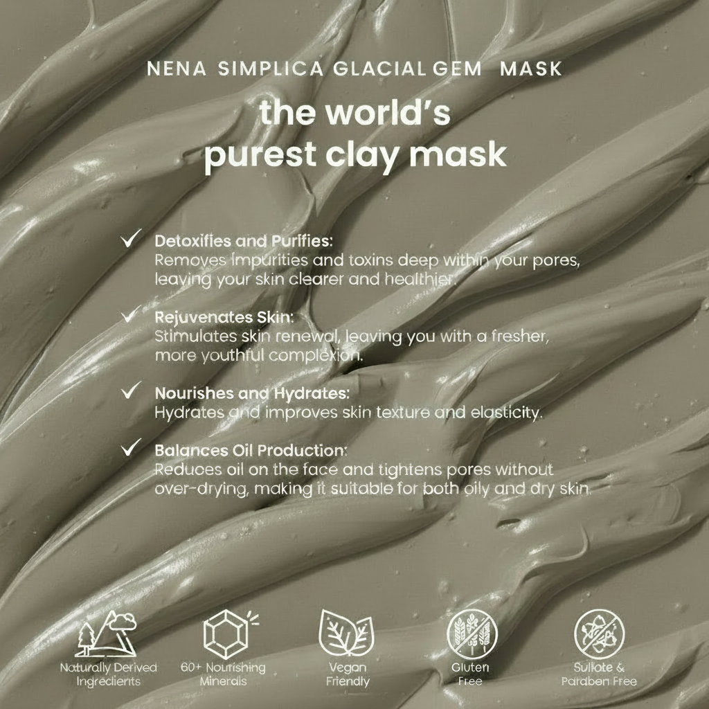 NENA SIMPLICA Glacial Gem Mask | Made of 98% Glacial Oceanic Clay ...