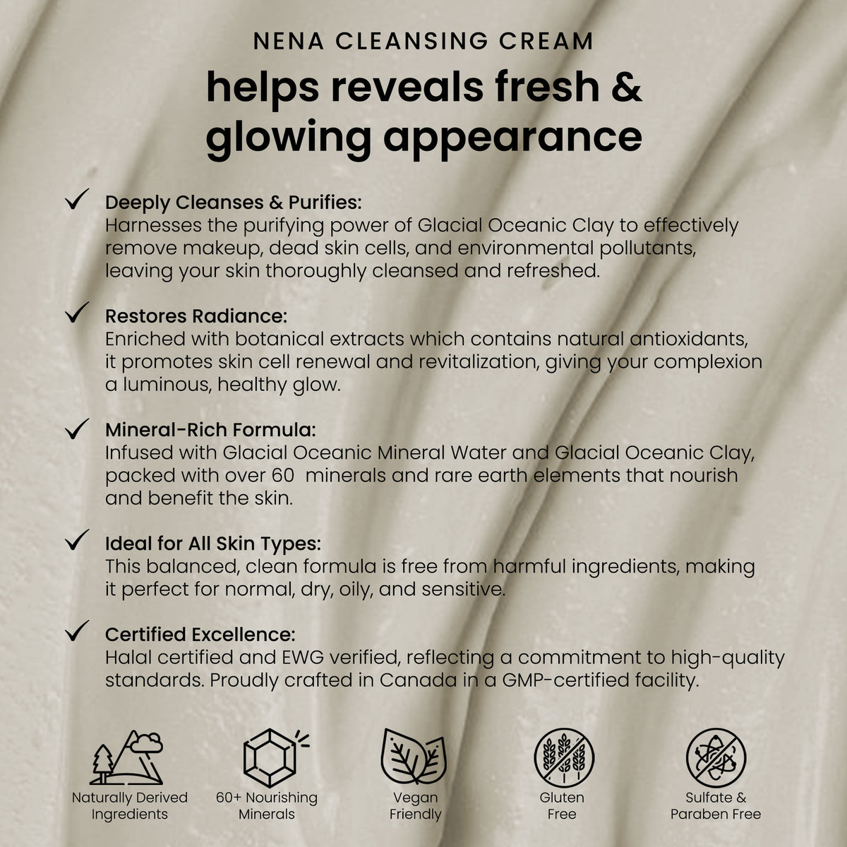 How NENA Glacial Clay Cleansing Cream helps reveal a fresh and glowing appearance