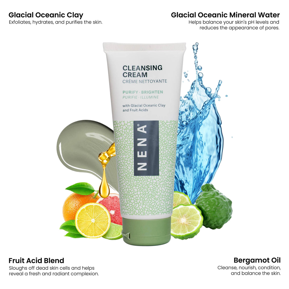 NENA Glacial Clay Cleansing Cream  purifies, hydrates, and refreshes