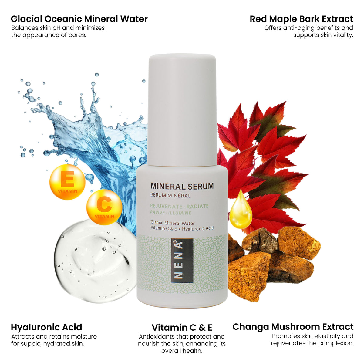 NENA Glacial Clay Skincare - Mineral Serum | Made with Natural Ingredients