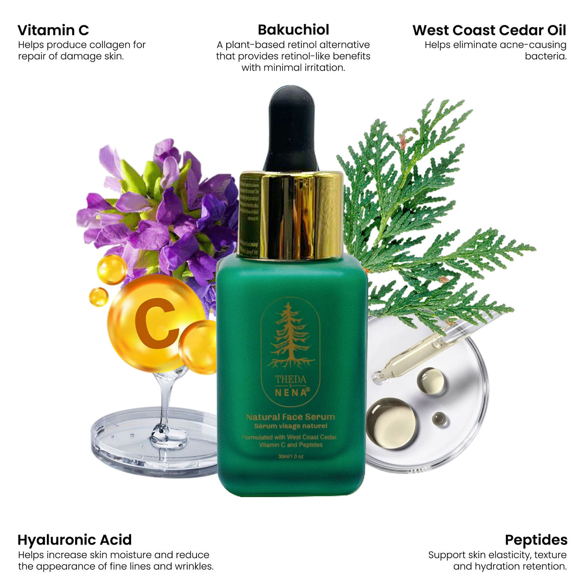 THEDA X NENA Natural Face Serum Featuring Natural Ingredients