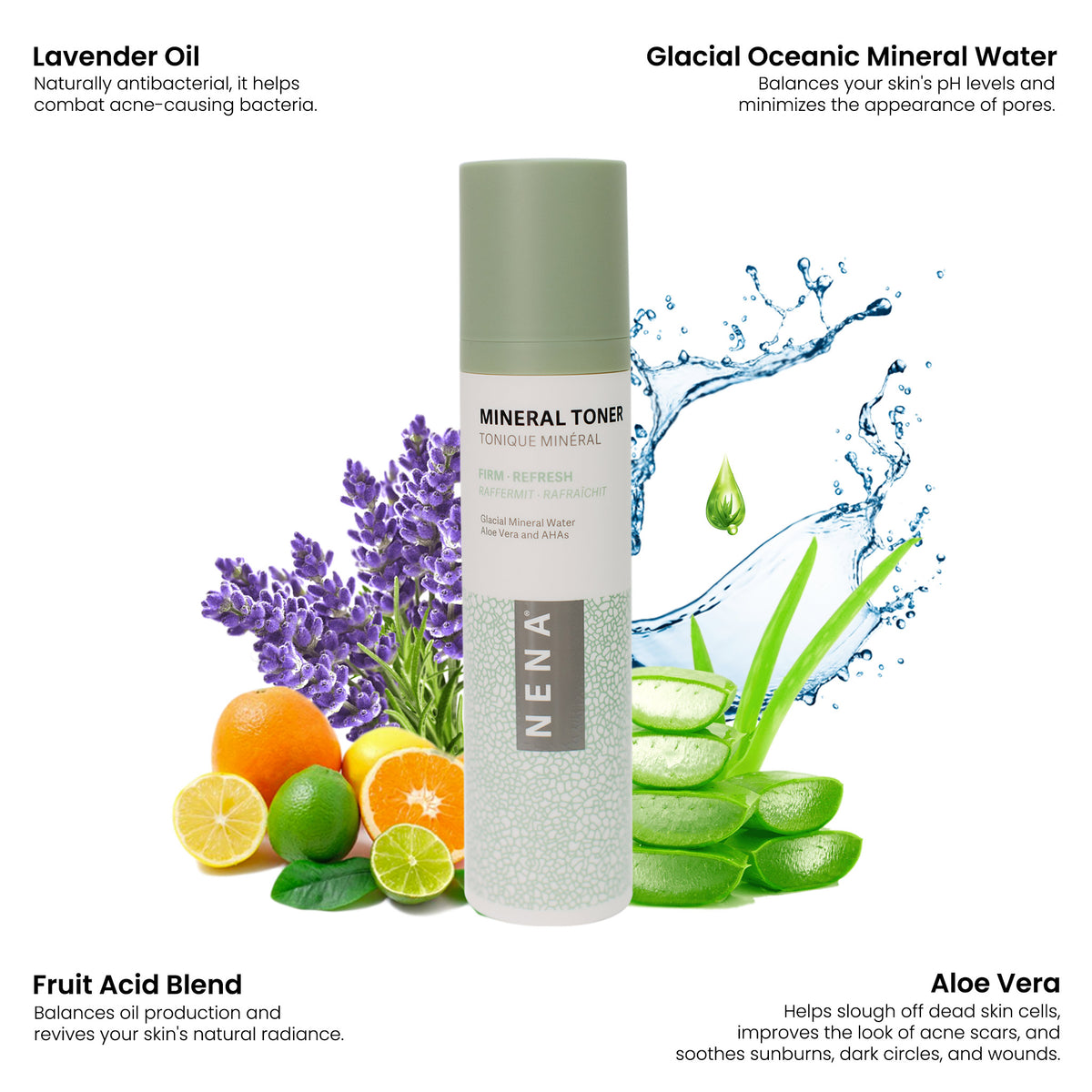 NENA Glacial Clay Skincare - Mineral Toner | Naturally Refreshing & Balancing