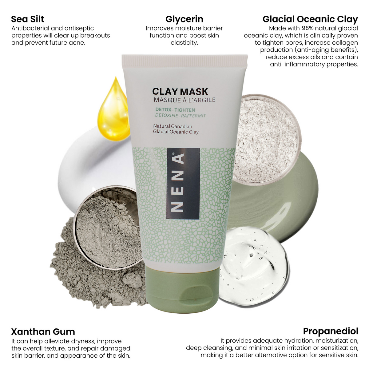 NENA Glacial Clay Mask | Made of 98% Glacial Oceanic Clay - Natural Skincare